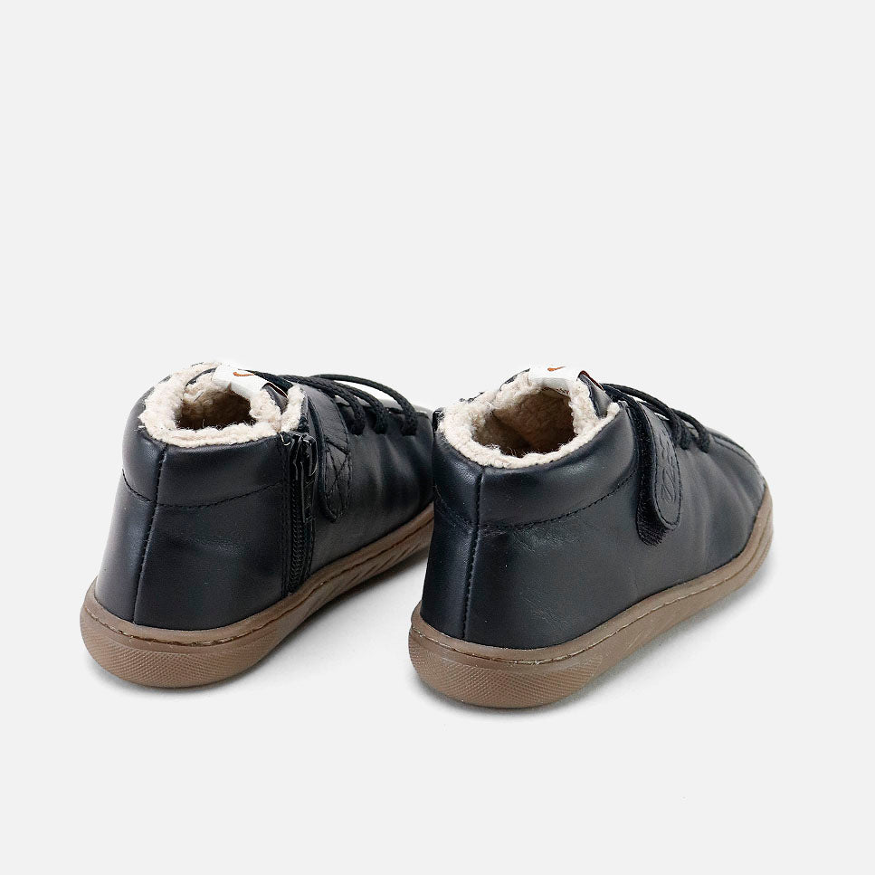 Barefoot boot with interior fur lining, black nappa leather Elisoft | Eli 1957