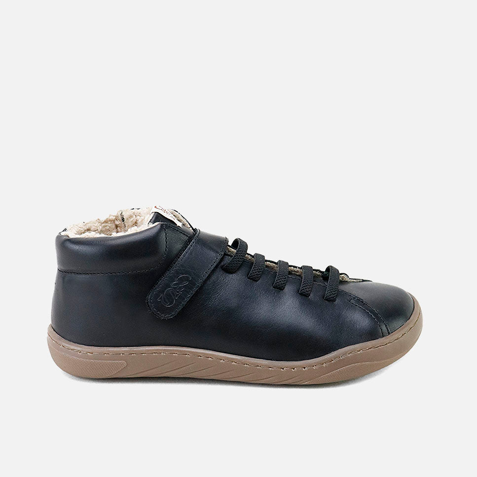 Barefoot boot with interior fur lining, black nappa leather Elisoft | Eli 1957