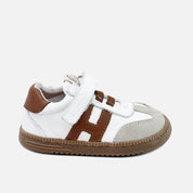 Barefoot H trainers in chestnut perline velour leather Elisoft | Eli 1957