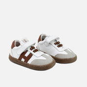 Barefoot H trainers in chestnut perline velour leather Elisoft | Eli 1957