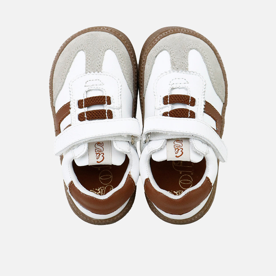 Barefoot H trainers in chestnut perline velour leather Elisoft | Eli 1957