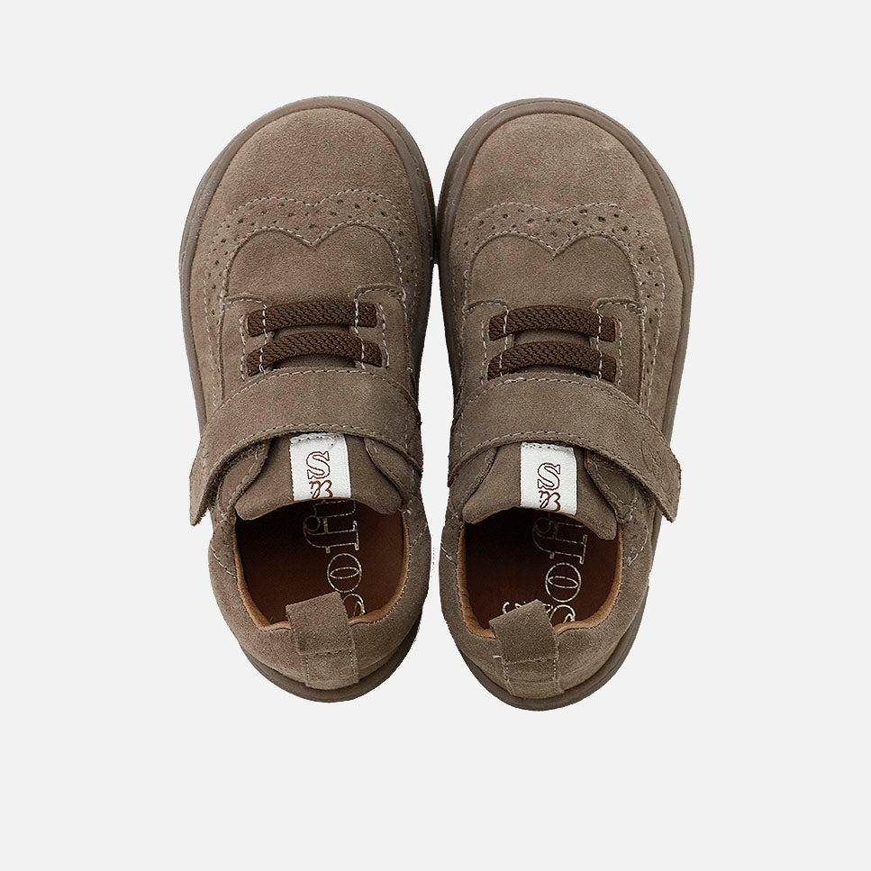 Deportivos barefoot picados piel velour cafe Elisoft | Eli 1957