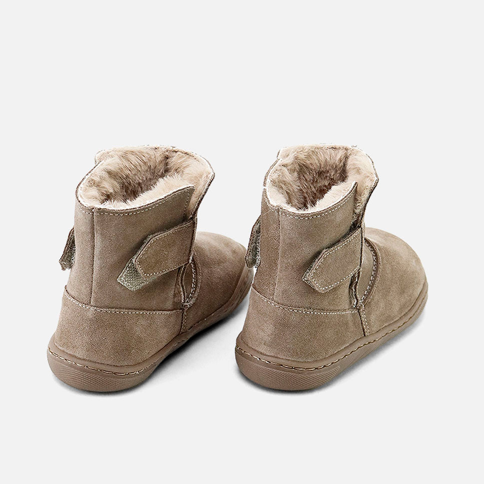 Barefoot brown velor leather boots with fur lining Elisoft | Eli 1957