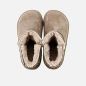 Barefoot brown velor leather boots with fur lining Elisoft | Eli 1957