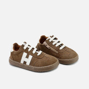 Barefoot H lace-up sneakers in alpaca velour leather Elisoft | Eli 1957
