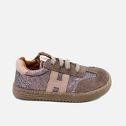 Barefoot H lace-up sneakers in wengue velour leather, Elisoft | Eli 1957