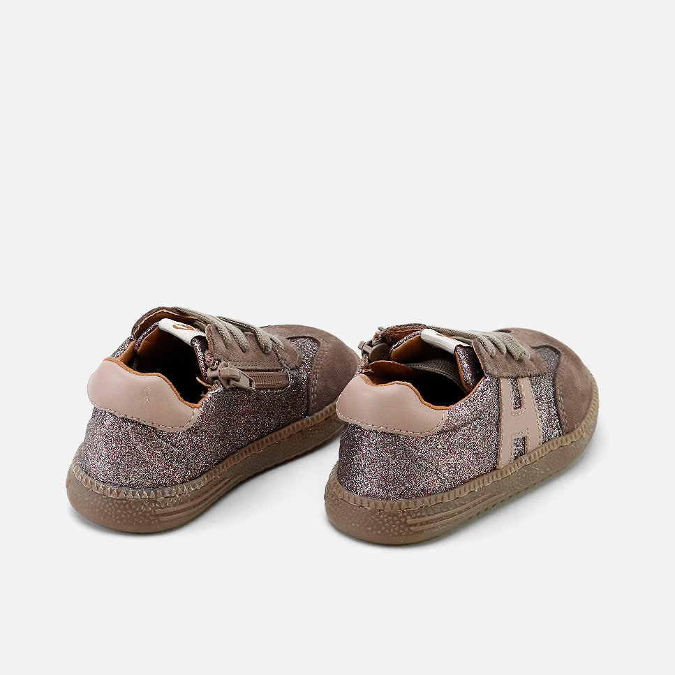 Barefoot H lace-up sneakers in wengue velour leather, Elisoft | Eli 1957