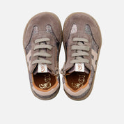 Barefoot H lace-up sneakers in wengue velour leather, Elisoft | Eli 1957