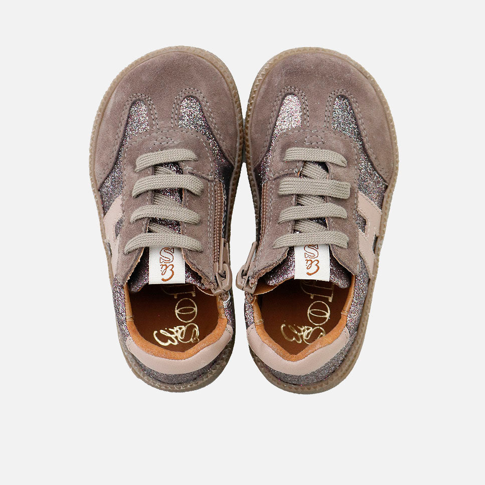 Barefoot H lace-up sneakers in wengue velour leather, Elisoft | Eli 1957