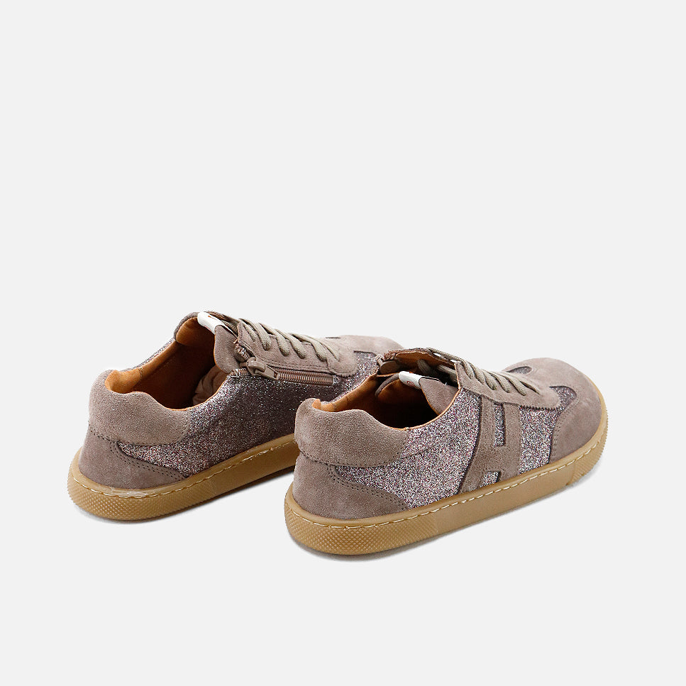 Barefoot sneakers H lace-up leather velour wenge star multi Elisoft | Eli 1957