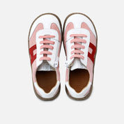 Deportivos barefoot H cordoneras piel blanca y rosa Elisoft | Eli 1957