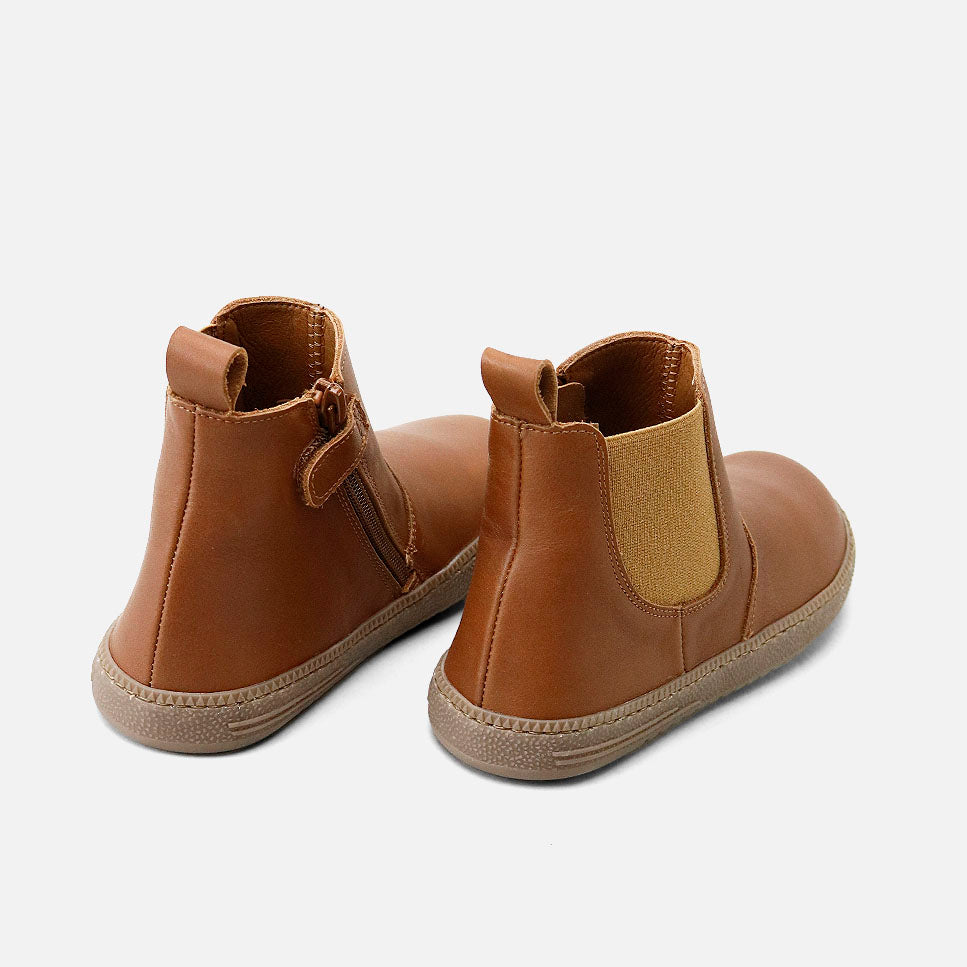 Barefoot elastic boots in chestnut Cathay leather Elisoft | Eli 1957