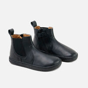 Elisoft black Cathay leather elastic barefoot boots | Eli 1957