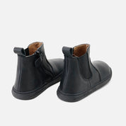 Elisoft black Cathay leather elastic barefoot boots | Eli 1957