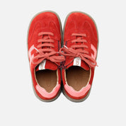 Barefoot H lace-up sneakers with red Elisoft English leather | Eli 1957