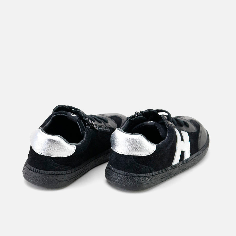 Barefoot H lace-up sneakers in black napa leather Elisoft | Eli 1957