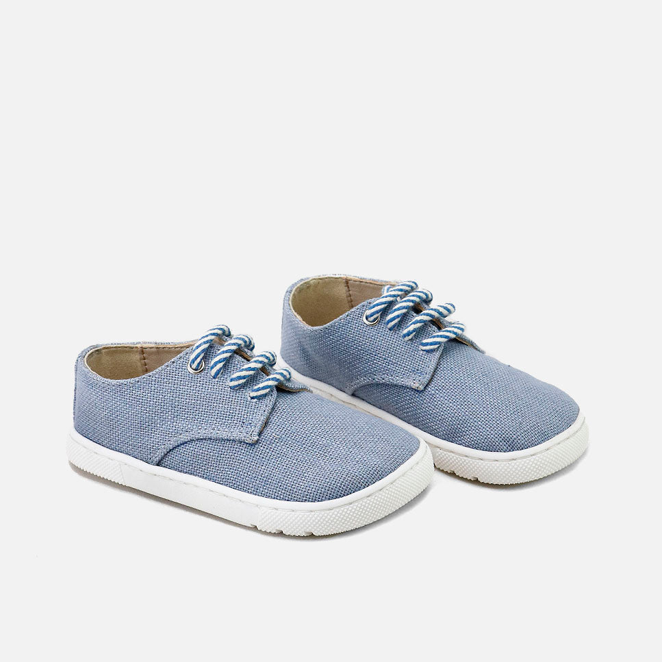 Blucher barefoot de lino azul con suela de goma Elisoft | Eli 1957