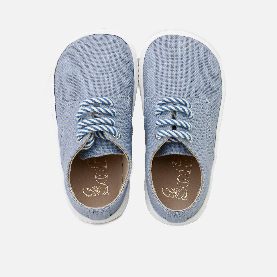 Blucher barefoot de lino azul con suela de goma Elisoft | Eli 1957