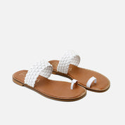 White braided strap toe sandal with silly details | Eli 1957