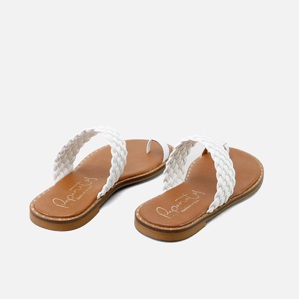 White braided strap toe sandal with silly details | Eli 1957