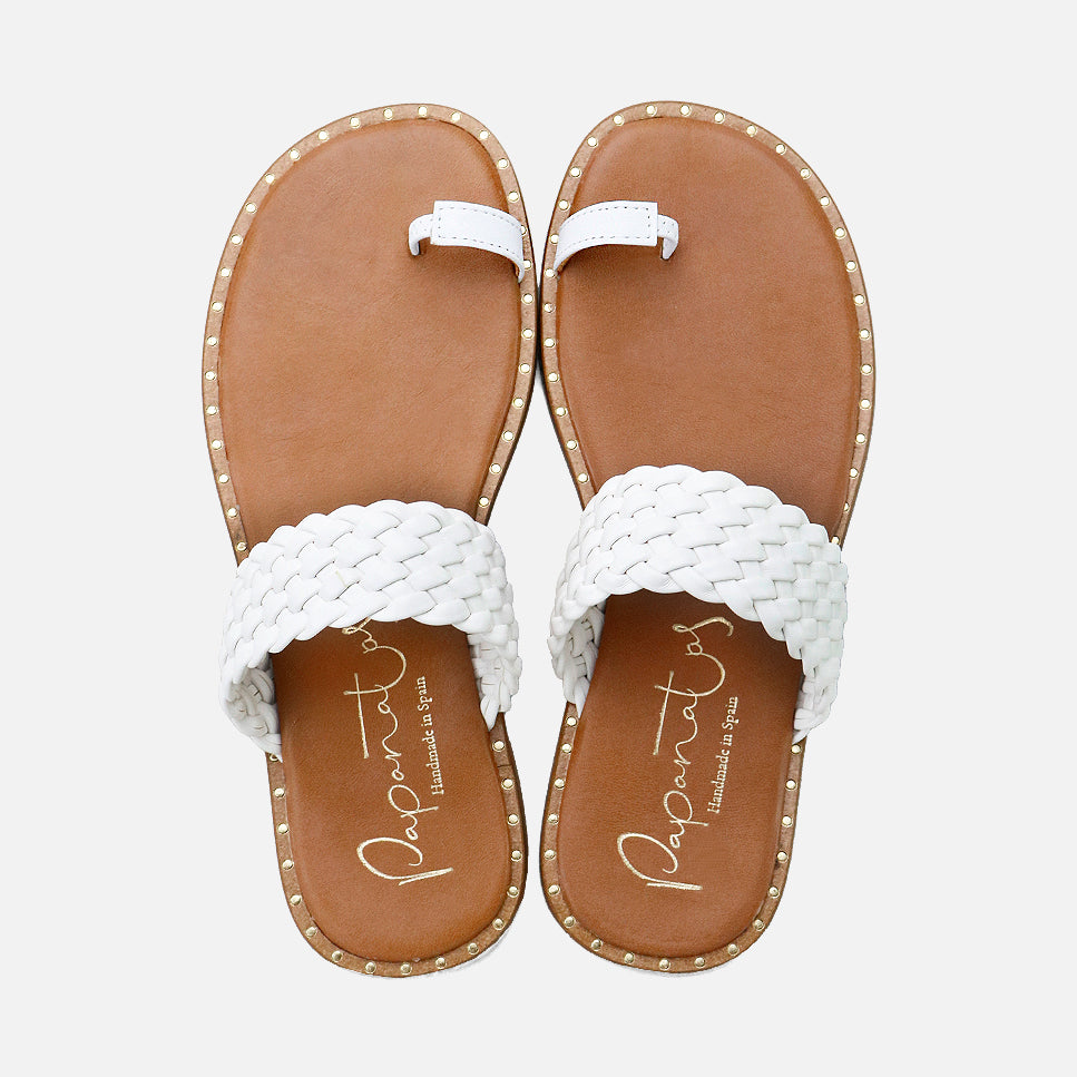 White braided strap toe sandal with silly details | Eli 1957