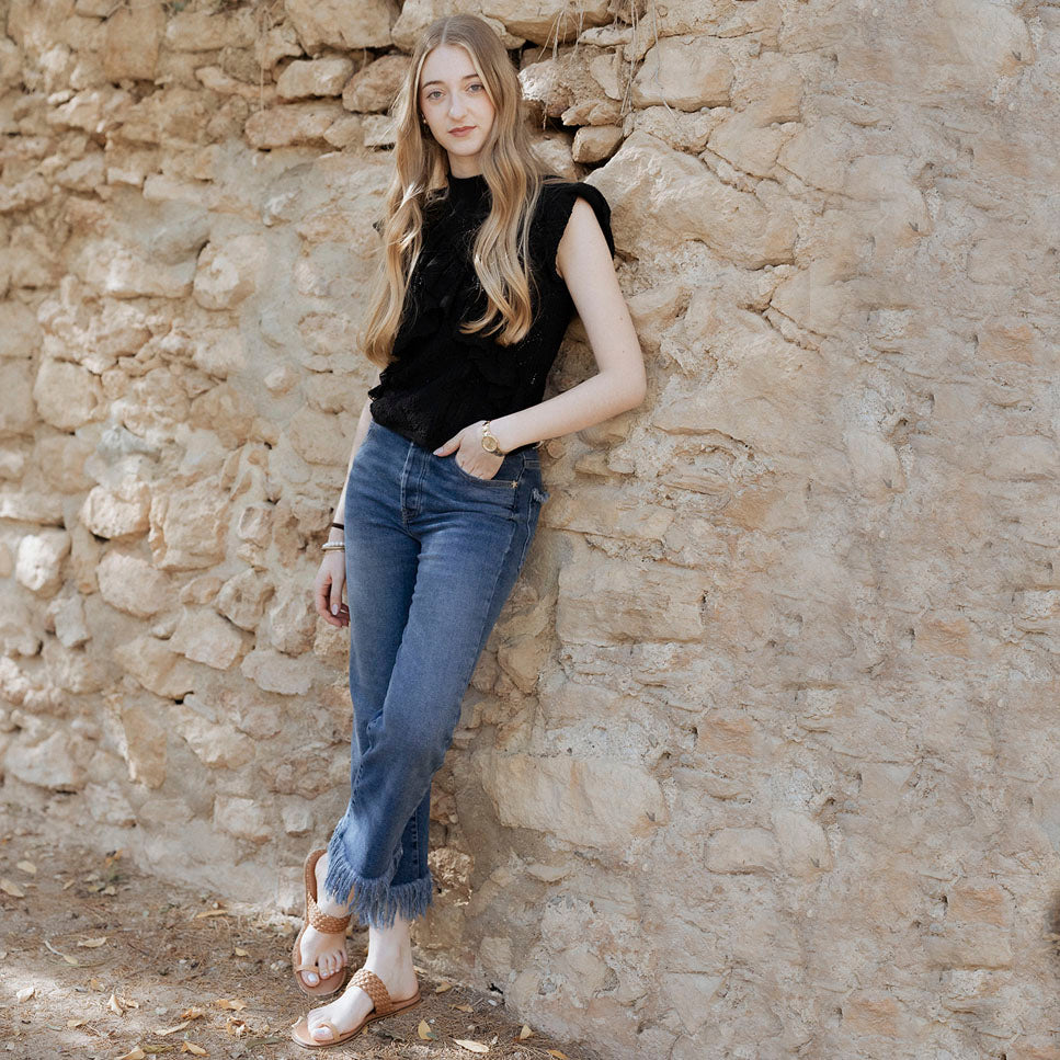 Sandalia dedo tira trenzada cuero papanatas | Eli 1957