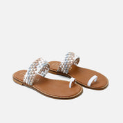 Multicolored braided strap flip-flop sandal | Eli 1957