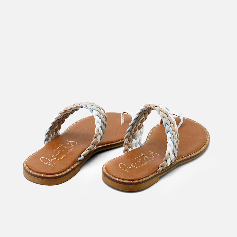 Multicolored braided strap flip-flop sandal | Eli 1957