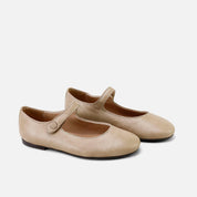 Grosgrain leather Mary Janes verona taupe Papanatas | Eli 1957