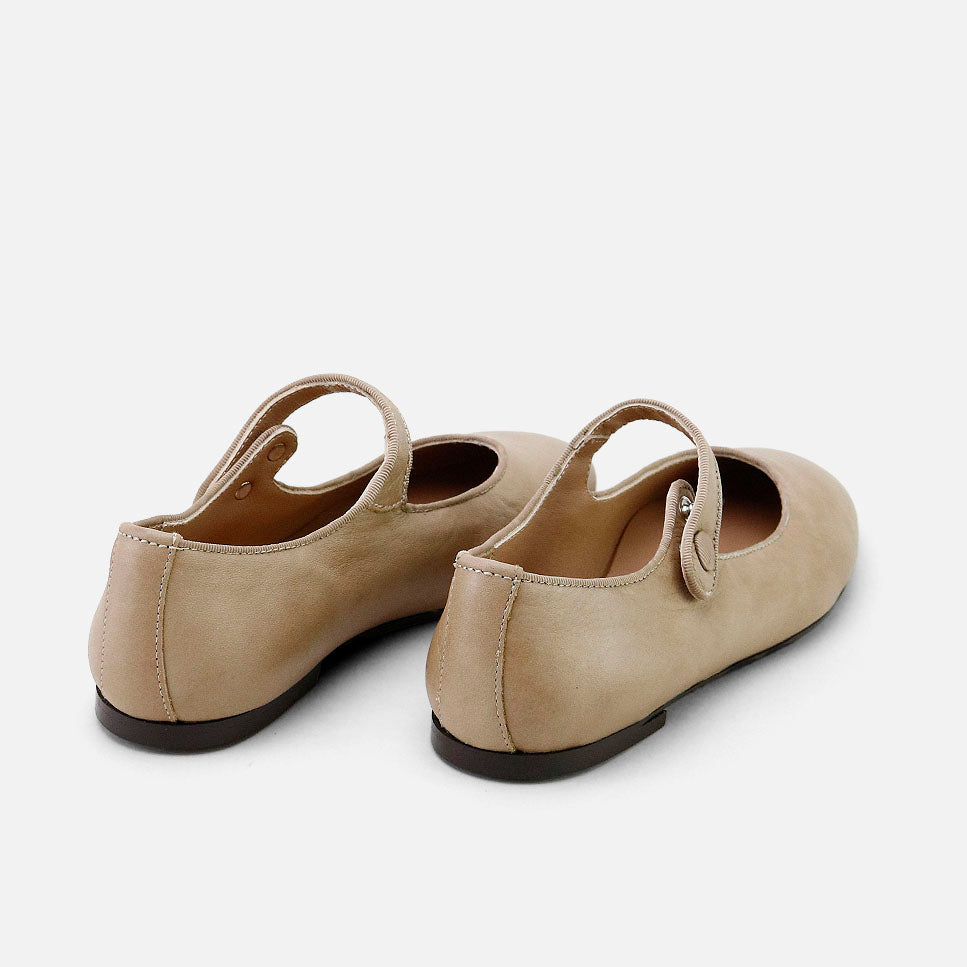 Grosgrain leather Mary Janes verona taupe Papanatas | Eli 1957
