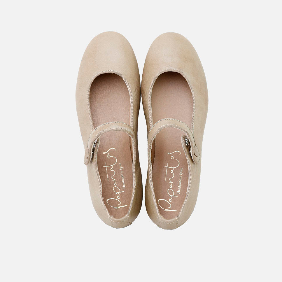 Grosgrain leather Mary Janes verona taupe Papanatas | Eli 1957