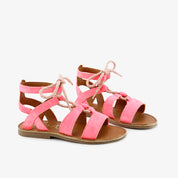 Tuda Papanatas Velor Fluor Coral Roman Sandals | Eli 1957