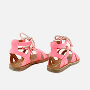 Tuda Papanatas Velor Fluor Coral Roman Sandals | Eli 1957