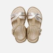 Sandalias piel dos tiras metalizadas Papanatas | Eli 1957