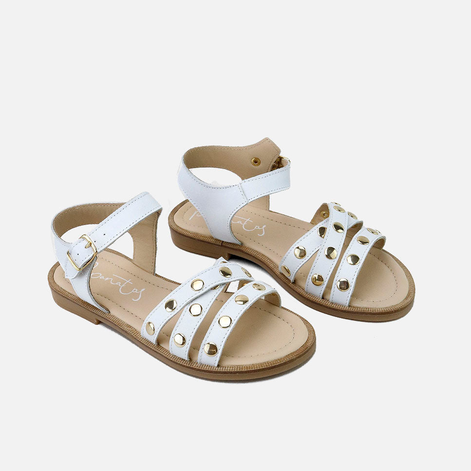Sandalias piel tres tiras blancas Papanatas | Eli 1957