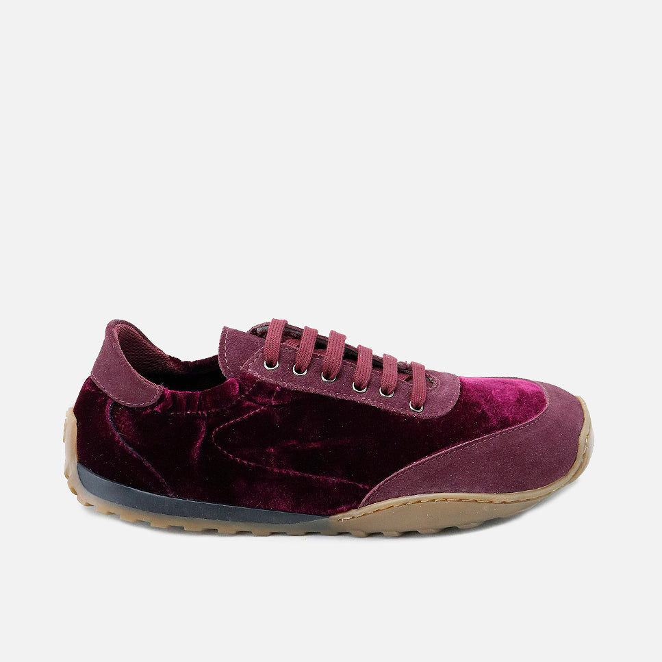 Elisoft burgundy velvet barefoot sneakers | Eli 1957