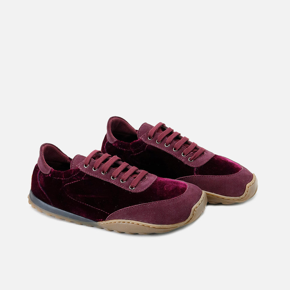 Elisoft burgundy velvet barefoot sneakers | Eli 1957
