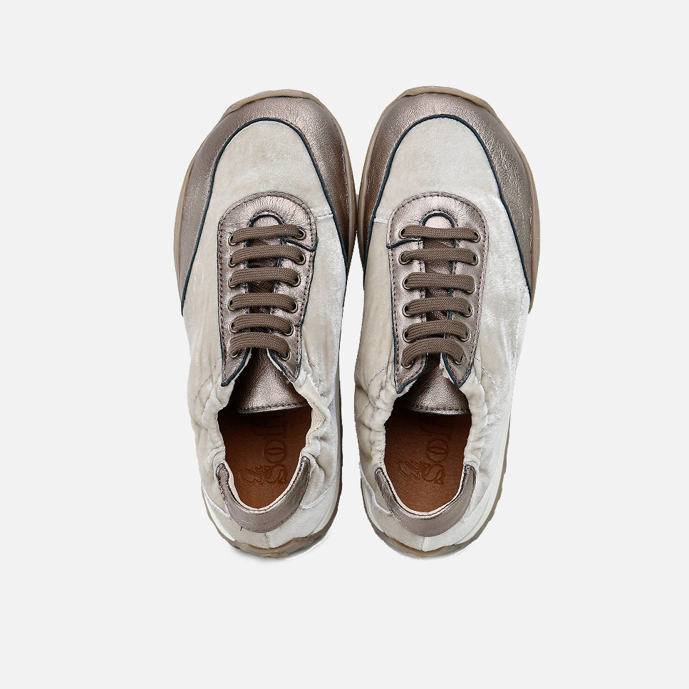Elisoft velvet taupe barefoot slippers | Eli 1957