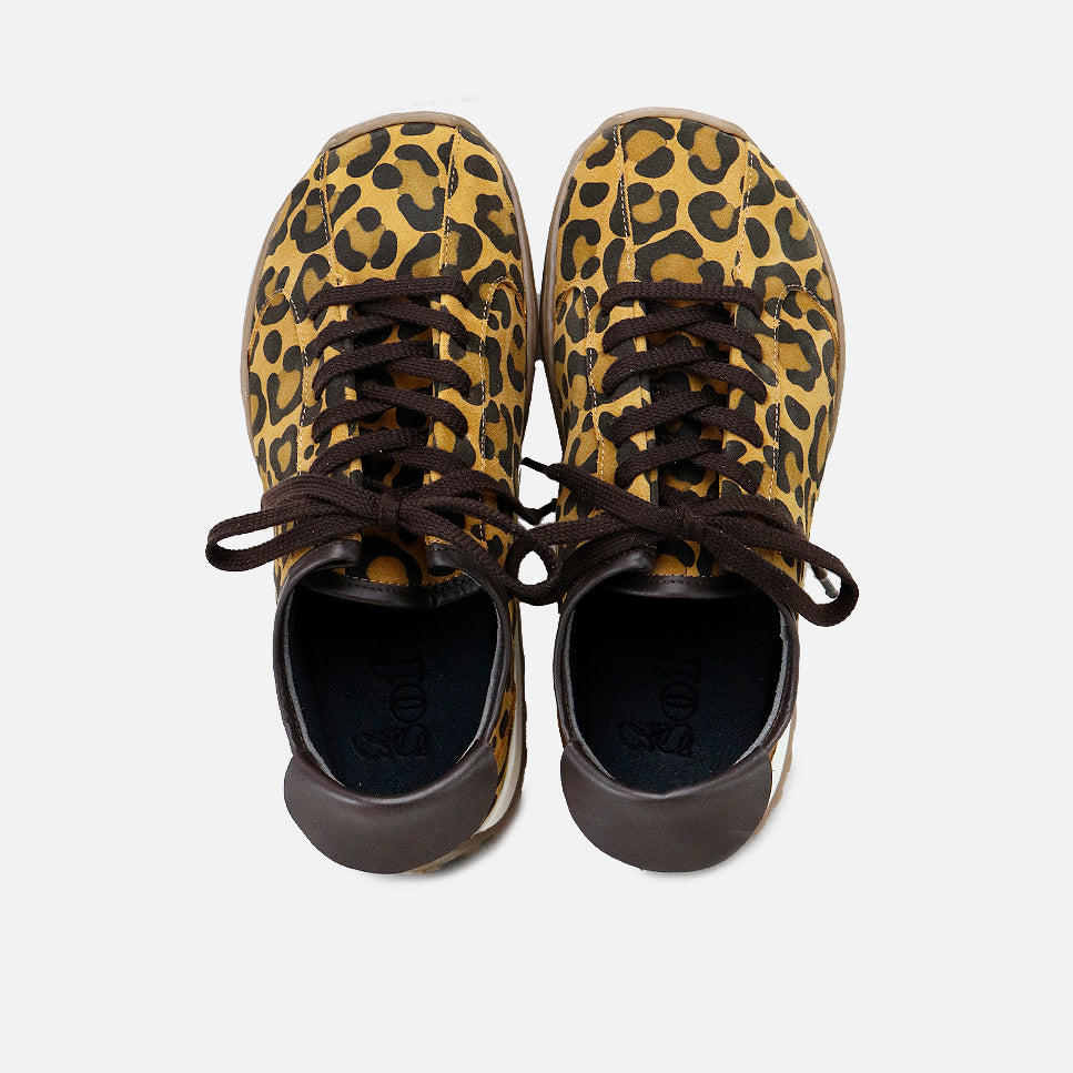 Zapatillas barefoot de piel serraje velour leopardo con cordones Eli Soft | Eli 1957