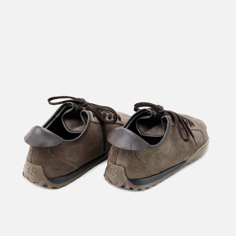 Zapatillas barefoot de piel serraje velour trufa con cordones Eli Soft | Eli 1957