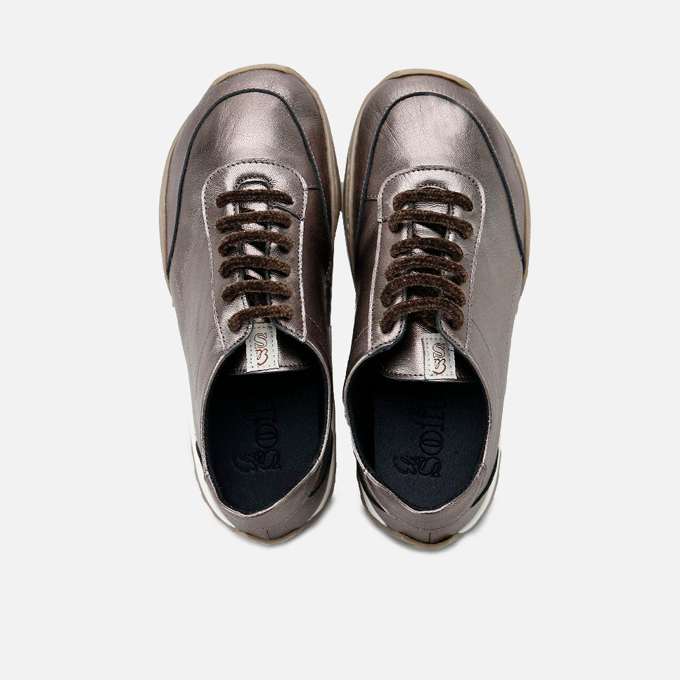 Sneakers barefoot Metalcris in pelle marrone con lacci Eli Soft | Eli 1957