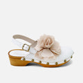 Papanatas white calfskin flower clogs | Eli 1957