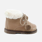 Cute sand fur pompom bootie | Eli 1957