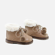 Cute sand fur pompom bootie | Eli 1957
