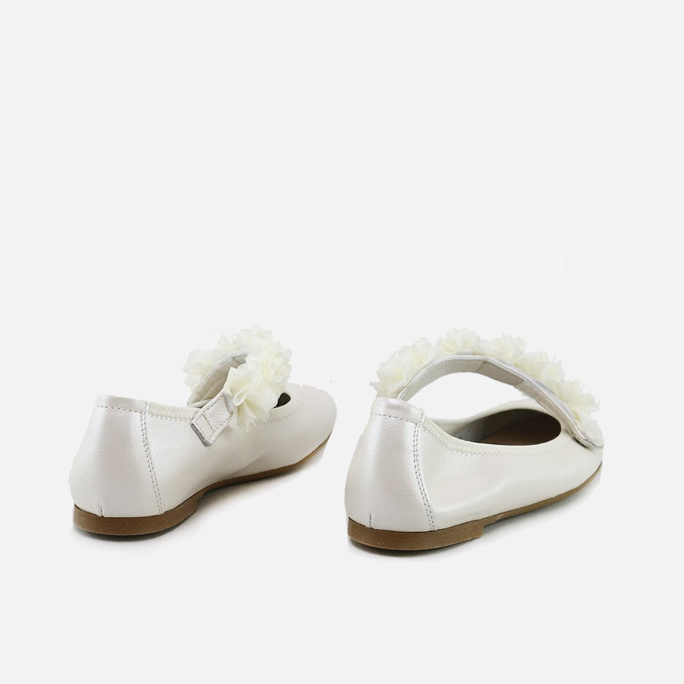 Bailarinas Tira Cruzada Flores Beig | Eli 1957