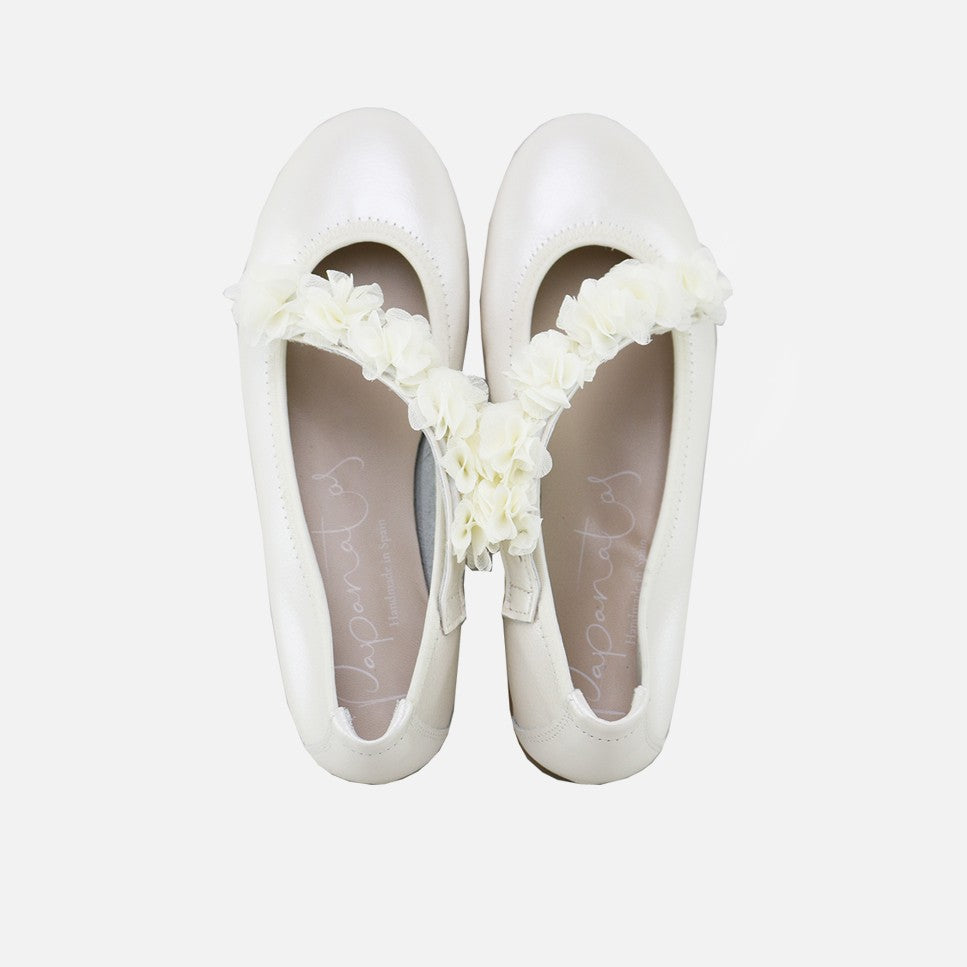 Bailarinas Tira Cruzada Flores Beig | Eli 1957