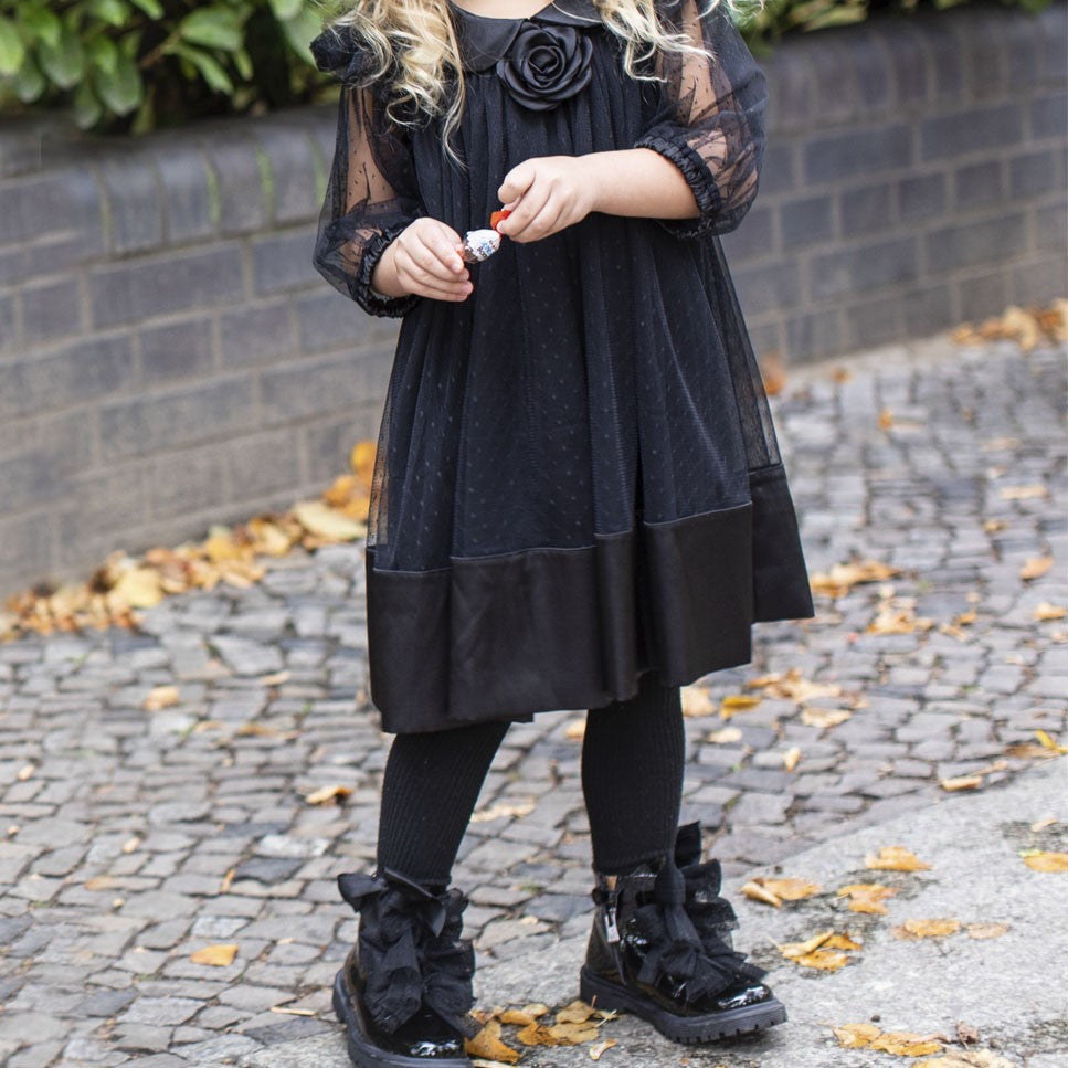 Sibaritas Black Patent Leather Tulle Bow Boots Eli 1957 – Eli