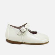 Beige Patent Leather Mary Janes by Eli 1957