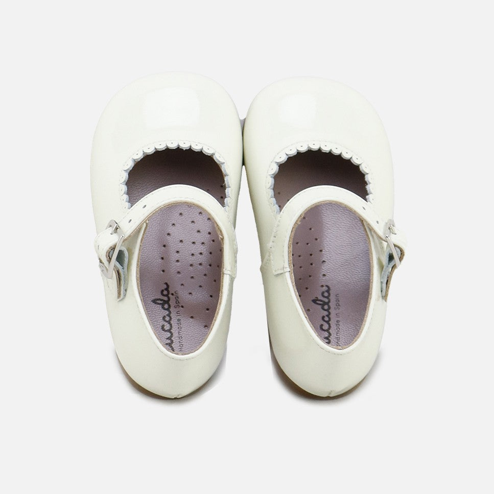 Beige Patent Leather Mary Janes by Eli 1957