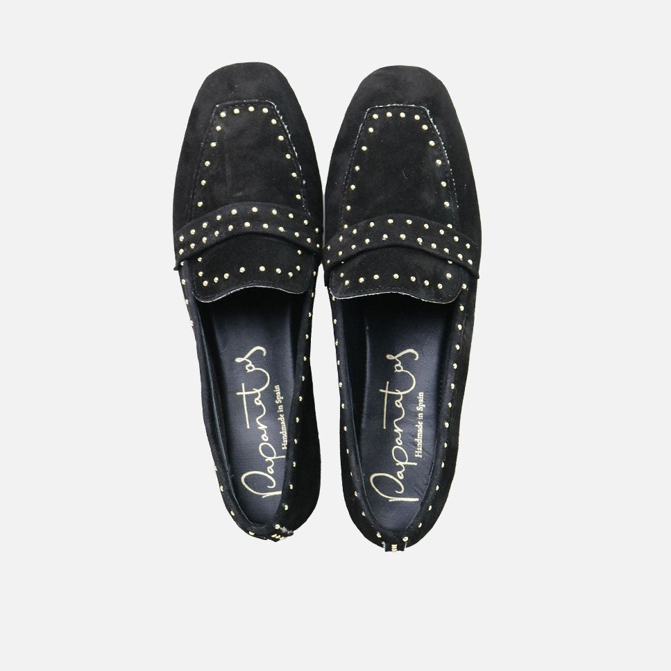 loafer handschuh Handschuh-Mokassins aus schwarzem Wildleder mit Nieten Papanatas | Eli – Eli 1957